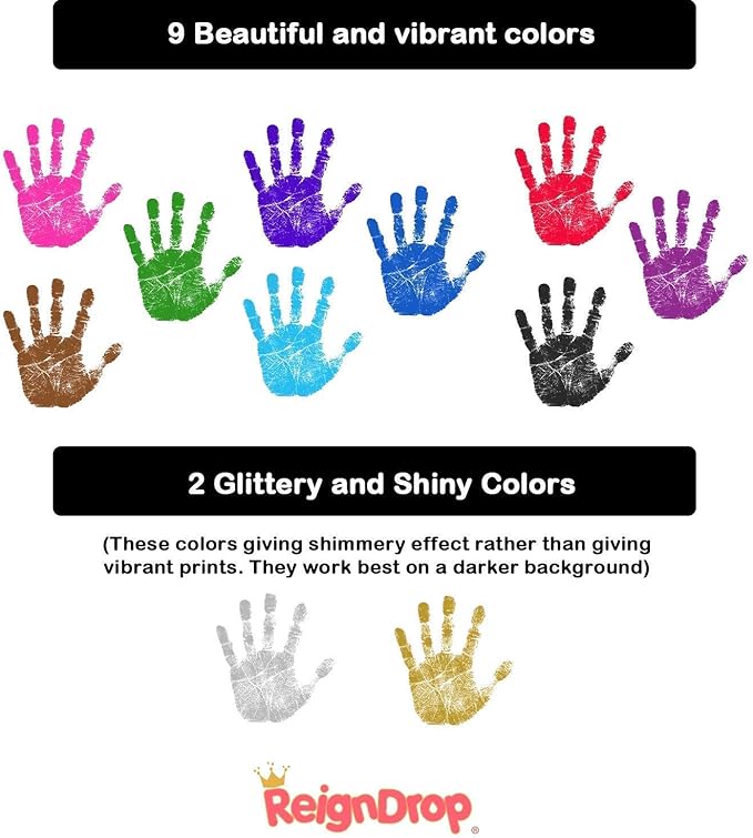 ReignDrop Ink Pad for Baby Footprint & Handprint - Creates Impressive Long Lasting Keepsake Stamp for Infant & Kids. Smudge Proof, Easy to Wipe Off Skin, Safe & Gentle Acid Free(Brown)