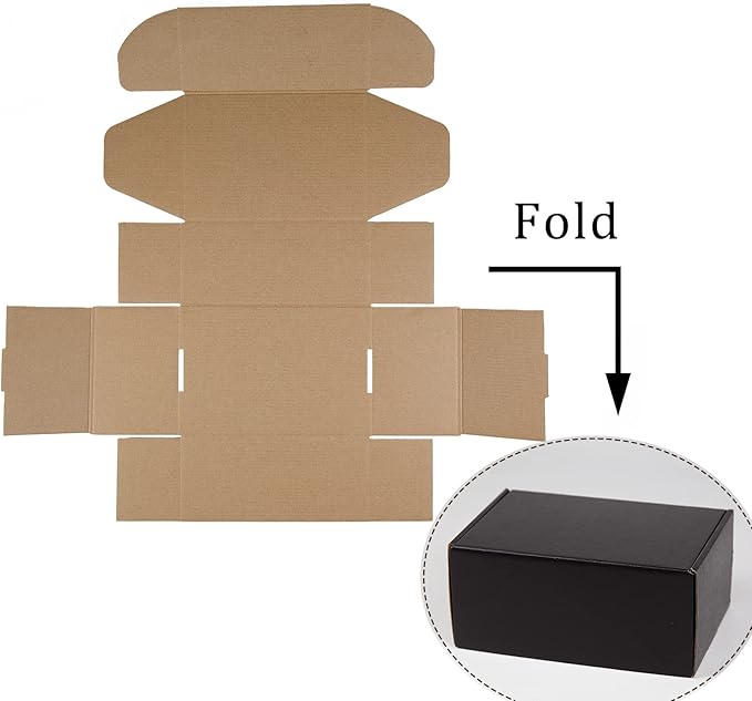 9x6x4 Inches Shipping Boxes Pack of 25, Packaging Corrugated Cardboard Mailer Boxes for Small Bussiness, Black