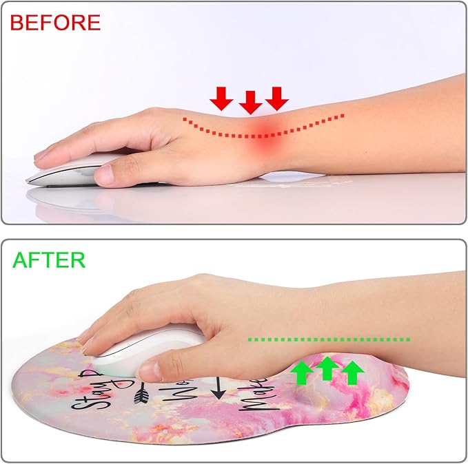 Ergonomic Mouse Pad with Wrist Support Rest,Large Mousepad Gel Wrist Rest, with Coaster Non-Slip & Pain Relief for Computer, Desk, Home&Office-Positive 2