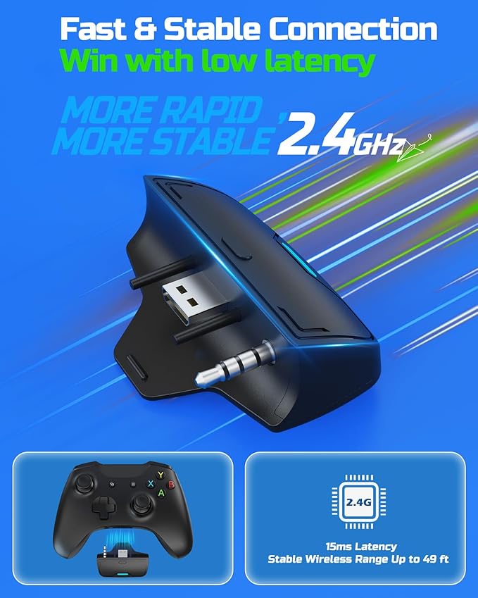 BINNUNE Wireless Gaming Headset for Xbox Series X|S & Xbox One, Low Latency Wireless + Bluetooth, Flip-to-Mute Noise Cancelling Mic, 50mm Drivers, 40H Battery, Over-Ear Headphones