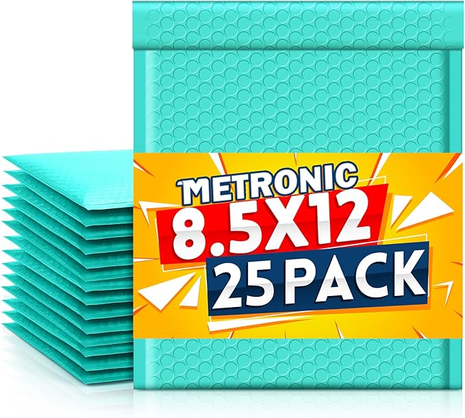 Metronic Bubble Mailer, 8.5x12 Inch 25 Pack Padded Envelopes,Self-Seal Waterproof Padded Mailers for Packaging,Shipping,Small Business, Boutique, Teal Bulk #2
