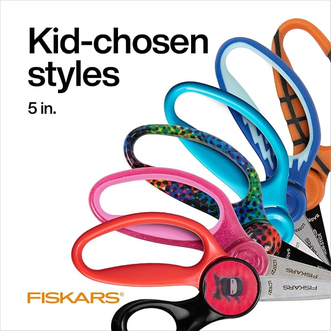 Fiskars 5" Blunt-Tip Scissors for Kids Ages 4-7, For School or Crafting, Turquoise (Pack of 1)