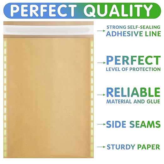 Kraft Bubble Mailers 12.5 x 18 Inch Natural Brown, Padded Envelopes Self Seal, Pack of 500, Bubble Lined Kraft Paper Mailing Envelopes for Shipping