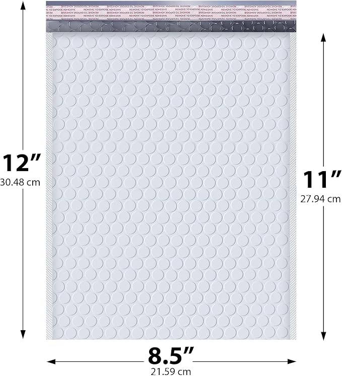Arctic White Bubble Mailers 8.5x12 Poly Padded Envelopes #2 200 Pack | Fits 8.5x11 Documents & Photos, Self-Seal Closure, Cushioned Protection, Water-Resistant Poly, Bulk Pack for Small Business