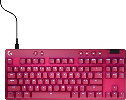 Logitech G PRO X TKL Rapid (Tenkeyless) Wired Gaming Keyboard: Magnetic Analog Switches with Rapid Trigger, Lightsync RGB, Detachable USB-C Cable, Volume Roller & Media Buttons - Magenta