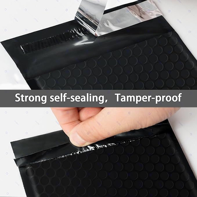 6x10 Inch Black Bubble Mailers 80 Pack Self-Seal Poly Padded Envelopes Suitable for Small Businesses to Package and Mail Jewelry Cosmetics, Electronic Products, Cards (Black, 6x10-80)