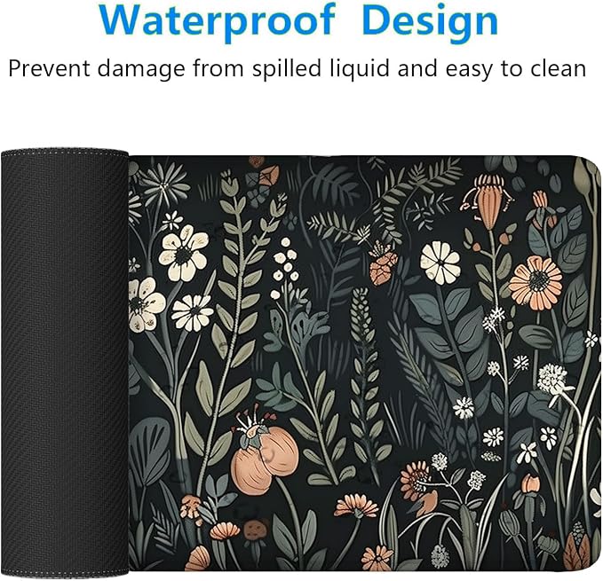 Floral Gaming Mouse Pad Desk Pad Aesthetics Flower Plant Weeds XL Mouse Pad Large Mousepad Extended Laptop Keyboard Mat Gaming Desk Pad Mouse Mat Office Computer Keyboard Laptop Home 31.5"x11.8"
