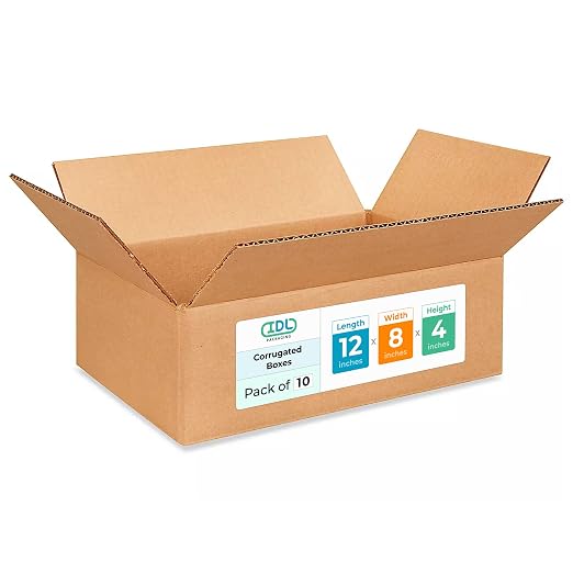 Medium Moving & Shipping Boxes 12x8x4 inches (10-Pack) - Extra Strength 200 lb vs Regular - Corrugated Strong Packing Boxes - Packing Box for Moving Medium - Box for Shipping by IDL Packaging | Extra Strength 200 lb vs Regular - Corrugated Strong Packi...