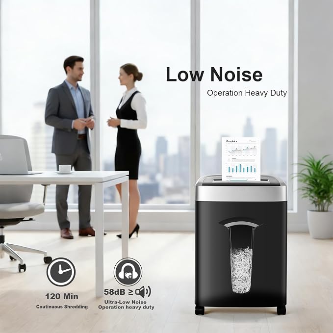 Wingwise 18 Sheets Paper Shredder Heavy Duty for Home Office | 120 Mins Runtime, P-4, 7.9 gal, Shreds CDs & Credit Cards