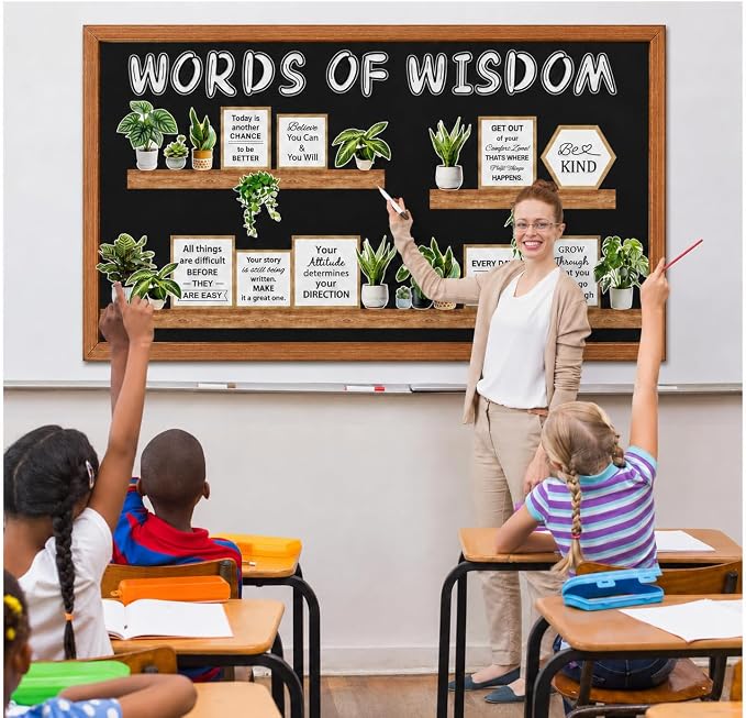 Motivational Bookshelf Bulletin Board Set – Plant Themed Reading Classroom Decor – Inspirational Library Cutouts for Back to School Bulletin Boards & Wall Displays