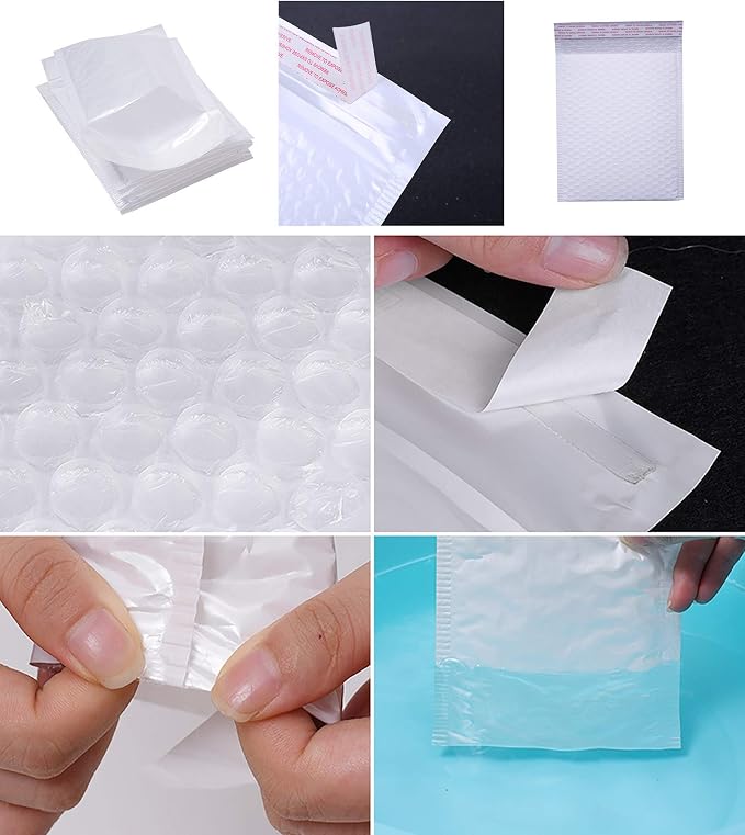 25 Pack 4x6 Inches Small White Poly Bubble Lined Mailers Padded Shipping Envelopes Self Seal Mailer Waterproof, Shockproof and Dustproof (White 4x6 Inches-25pcs)