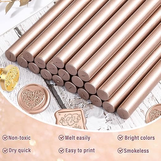 Sealing Wax Sticks, Paxcoo 20pcs Wax Seal Sticks, Glue Gun Sealing Wax Sticks for Wedding Invitations, Letter, Envelope, Cards and Crafts (Champagne Color)
