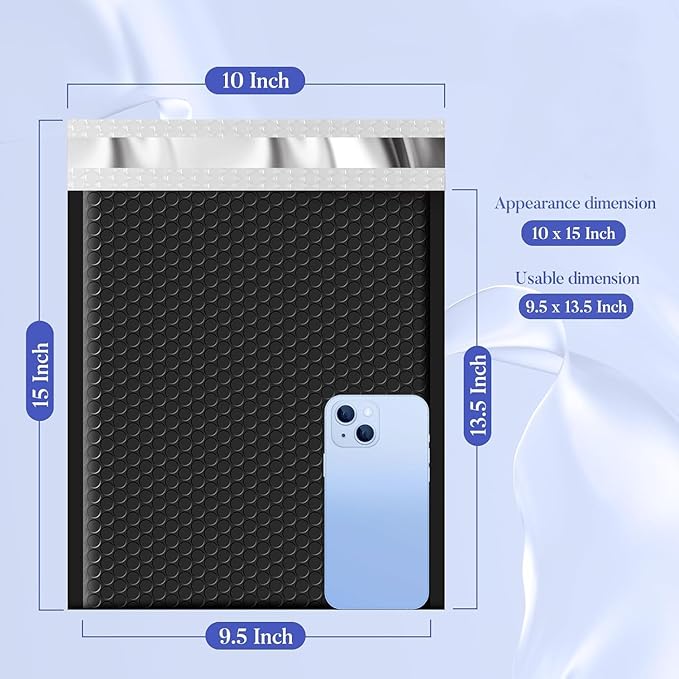 Fuxury Bubble Mailers 9.5x14.5" 250 Pack Black Large Padded Envelopes Usable Size 9.5x13.5" Self Seal Bubble Envelopes Padded Mailers Shipping Bags for Mailing book Shirt Small Business #4