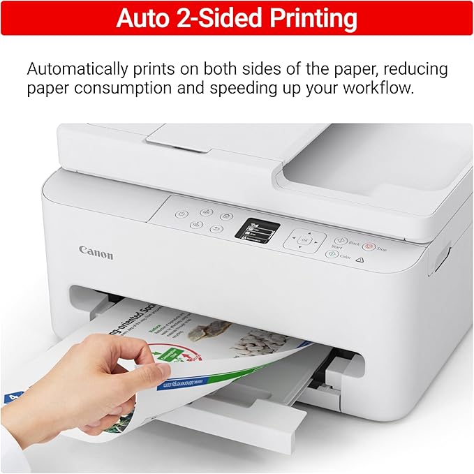 Canon PIXMA TR7120 Wireless Color Inkjet Printer for Duplex Printing, White – Home Printer with Copier/Scanner, Auto Document Feeder, Compact Design, Intuitive Control Panel