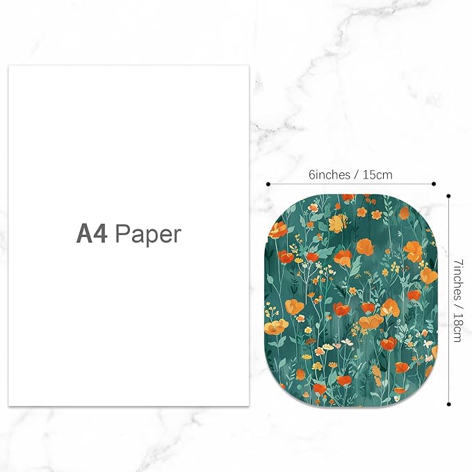 Small Mouse Pad, 6 x 7 Inch, Oval Mini Mouse Pad with Non-Slip Rubber Base for Laptop Wireless Mouse Keyboard Tray Mousepad, Flowers and Plants