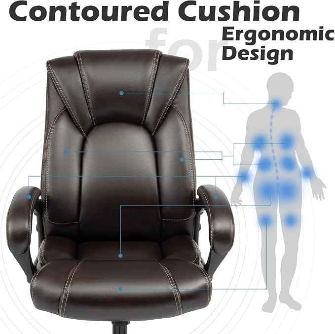 Executive Office Chair with Spring Cushion,Hydrolysis-Resistant Leather | Spring cushion comfort,5-year leather.BIFMA sturdy, 300lbs.Tilt function,easy assemble.Great for office/gaming.