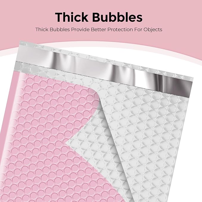 METRONIC 8.5 x 12 Bubble Mailers 40 Pack, Light Pink Bubble Mailers, Strong Adhesion Padded Envelope, Shipping Envelope Bubble Mailer, Bubble Envelopes for clothing, Bubble Mailer Usable Size 8.5 x 11