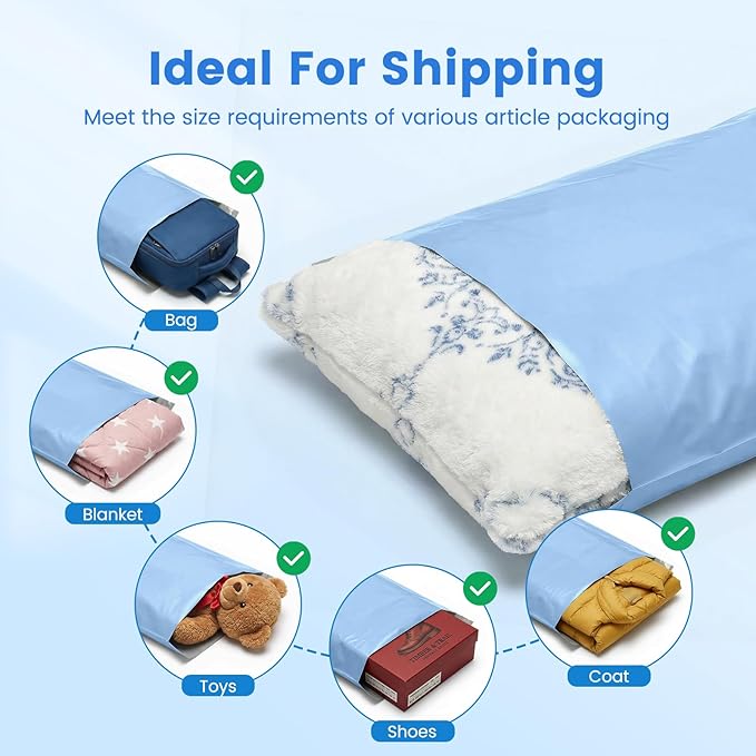 Metronic Poly Mailers 19x24 250Pc Large Shipping Bags for Clothes,Heavy Duty Shipping Envelopes for Small Business,Strong Adhesive Self-Seal Plastic Mailing Bags for ECommerce Packaging, Light Blue