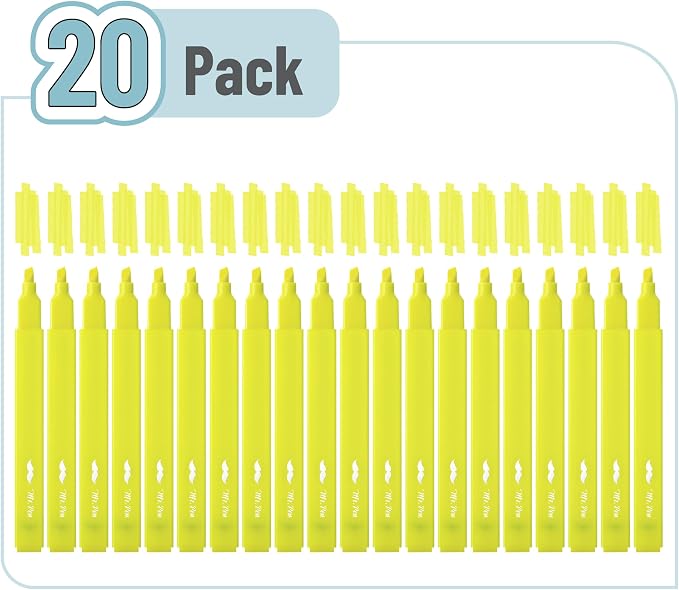 Mr. Pen- Yellow Aesthetic Bible Highlighters No Bleed Through Bulk, 20 pcs | Chisel Tip, Cute Highlighter for Journaling Supplies and School Accessories, Bible Highlighters and Pens No Bleed