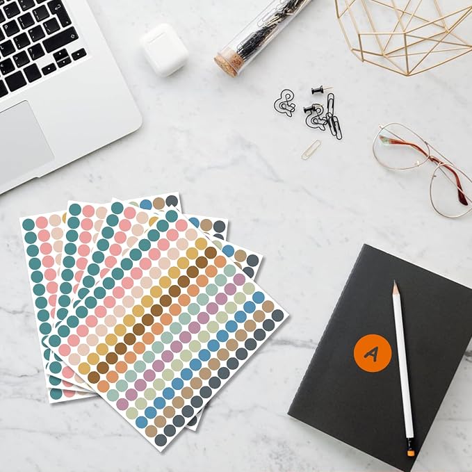 REGELETO Boho 4200 PCS 0.75 Inch 12 Colors Round Colored Dot Stickers for Students Teaching Papers, Color Coding Labels, Circle Dots Stickers for Office and Classroom (25 Sheets)