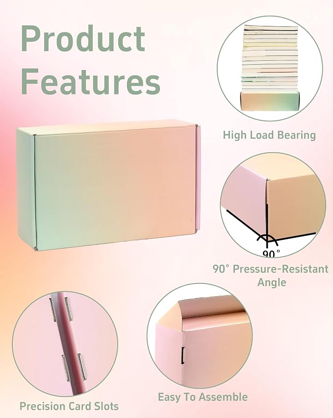 Small Colored Shipping Boxes, 11x8x2 Inch Cute Packaging Box for Gift, Pack of 45