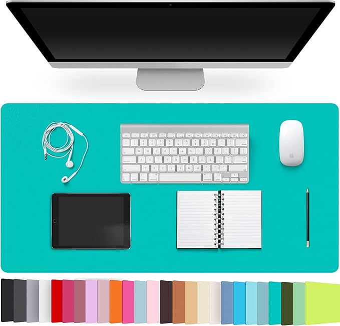 Leather Desk Pad Protector,Non-Slip Desk Pad(BrightGreen, 35.4" x 17") | on-Slip PU Leather Large Mouse Pad,Easy Clean Desk Protecor Mat,Writing Pad for Office Work/Home/Decor