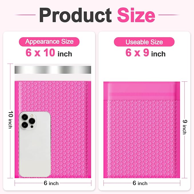 Bubble Mailers 6x10 100 Pack Waterproof Padded Envelopes Self Seal Small Packaging Shipping Bags for Small Businesses to Package and Mail Jewelry Cosmetics, Electronic Products, Cards