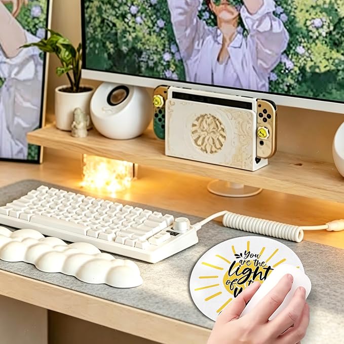 Christian Sun Round Mouse Pad 7.9x7.9in, Christian Office Decor | Matthew 5:14 Bible Verse Religious Sunshine Mousepad Mouse Mat for Computer Laptop Home Office Dorm Desk Accessories