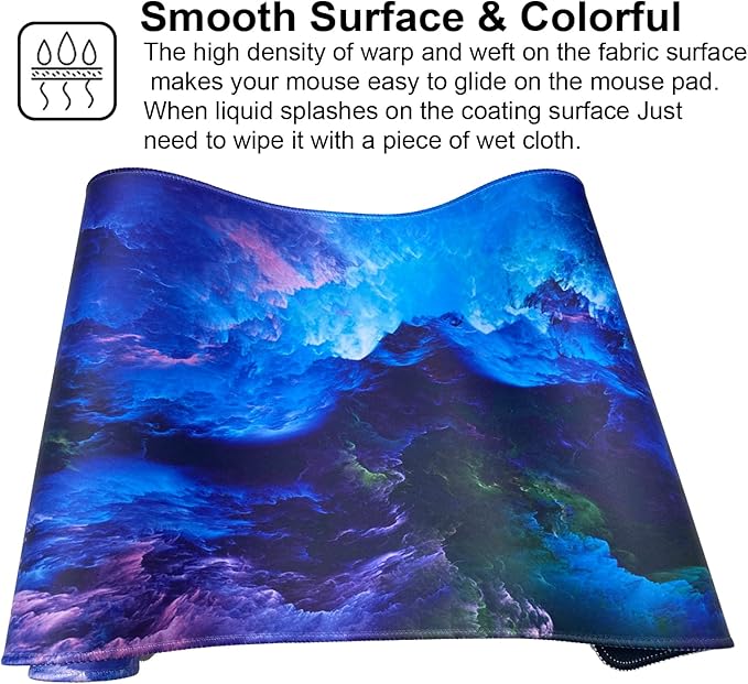 Gaming Mouse Pad Size 31.5x11.8 Thickness 0.12 inches,Premium-Textured Non-Slip & Waterproof Computer Mousepad with Stitched Edges for Gaming,Office & Home-80x30 Qicaiyun004