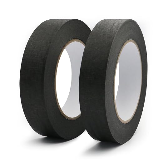 Black Masking Tape 1 inch X 55 Yards 2 Rolls, 328FT Total, Black Painter Tape for Arts DIY Crafts Painting Labeling Decoration School Projects Home Office
