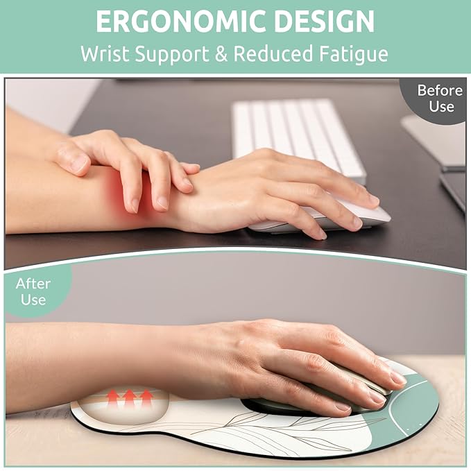 Ergonomic Mouse Pad with Wrist Rest, Small Mousepad with Non-Slip Rubber Base and Smooth Surface, Blue Mouse Pads for Desk, Office Desk Accessories