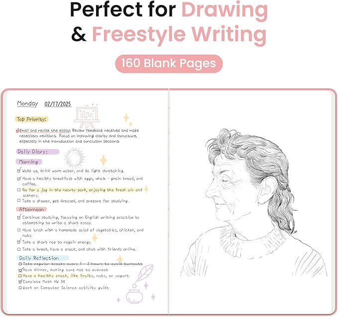 Taja Blank Journal Notebook for Women & Men, Hardcover Leather Journal for Writing, Sketch Book, A5 Plain Paper Notebook for Drawing & Sketching, Perfect for Office School Home Supplies, Pink