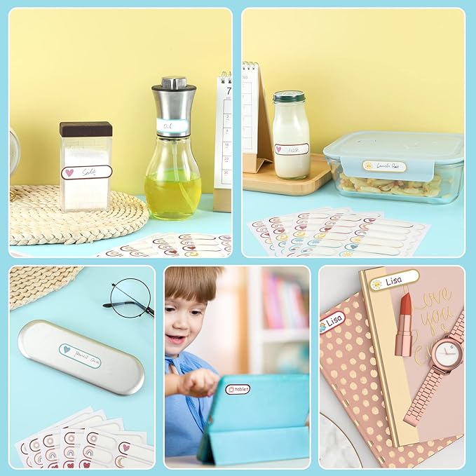 480 Pcs Baby Bottle Labels for Daycare Essentials, Waterproof Labels for Bottles, Self-Laminating School Name Tags Stickers for Kids