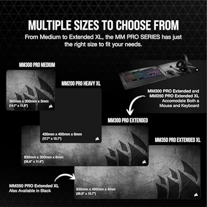 Corsair MM300 PRO Premium Spill-Proof Cloth Gaming Mouse Pad – Extended - Multicolor