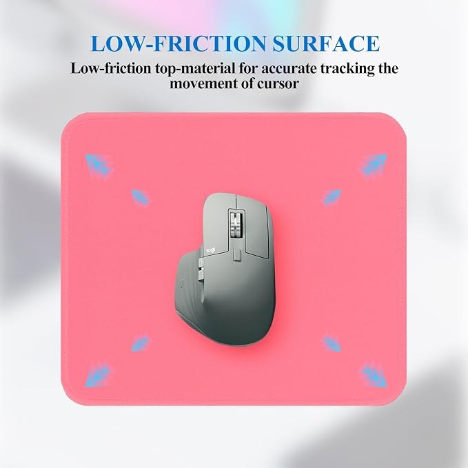 Mouse Pads, 3 PCS,Light Pink Standard Mouse Pads, Office and Gaming,Stitched Edges, Rubber Anti Slip Base Mouse pad, Dirt Resistant, Durable, Square, 10.2 inches x 8.3 inches x 0.12 inches