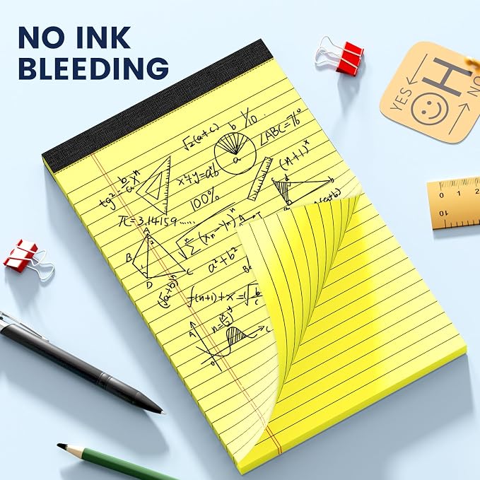 12pcs 5x8 Inch Yellow Note Pads Legal Pads, College Ruled Writing Legal Pads, 360 Sheets Total, Notepad for Students, Office & Home | Bulk Supply for Notes, Lists & Planning | Premium Quality Paper