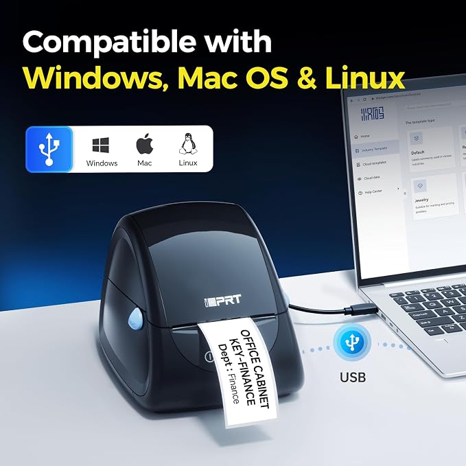 iDPRT SP310 Label Maker, Thermal Label Printer for Width 1"-3.35" Labels | Ink-Free, 203dpi Clear, 102mm/S High Speed, Win/Mac/Linux & Major E-Commerce Compatible, For Small Business