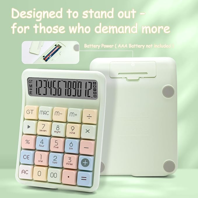 Mechanical Switch Calculator, 12 Digit Large LCD, Big Buttons | Real Mechanical Keypad with Tactile Feedback for Office Work, Study, and Everyday Use