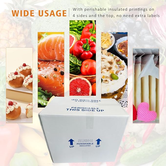 Insulated Cold Shipping Boxes with Liners, 4 Pack 19'' x 12'' x 16'', for Perishable Frozen Food, White (TB191216L-4)