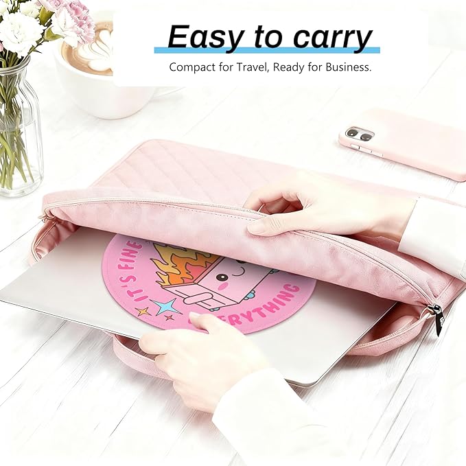 Pink Round Mouse Pad for Desk, Cute Office Decor for Women, Dumpster on Fire Small Mousepad，Stitched Edge Non-Slip Rubber Base, Personalized Computer Mouse Pads for Wireless Mouse，Desk Accessories