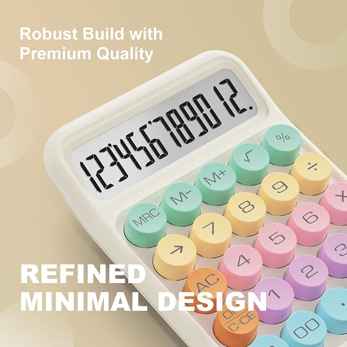 CATIGA Mechanical Switch Calculator, Colorful Calculator with 12 Digit Large LCD Display & Big Buttons for Office Desk, Classroom Math, Back to School Supplies, Cute Aesthetic Desk Accessories
