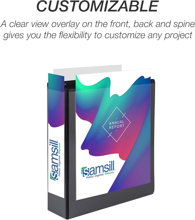 Samsill Durable 2 inch 3 Ring Binder, D Ring Binder, 100% Recycled Chipboard, Black