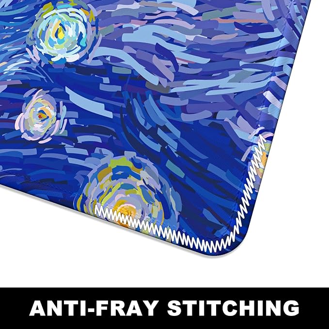 BOSOBO Large Mouse Pad, Desk Pad, XXL XL Extended Gaming Mouse Pad, Desk Mat for Office & Home, Long Keyboard Mat, Huge Mouse Pad, Desktop Full Cover 35.5 x 15.7 Inches, Van Gogh Starry Night