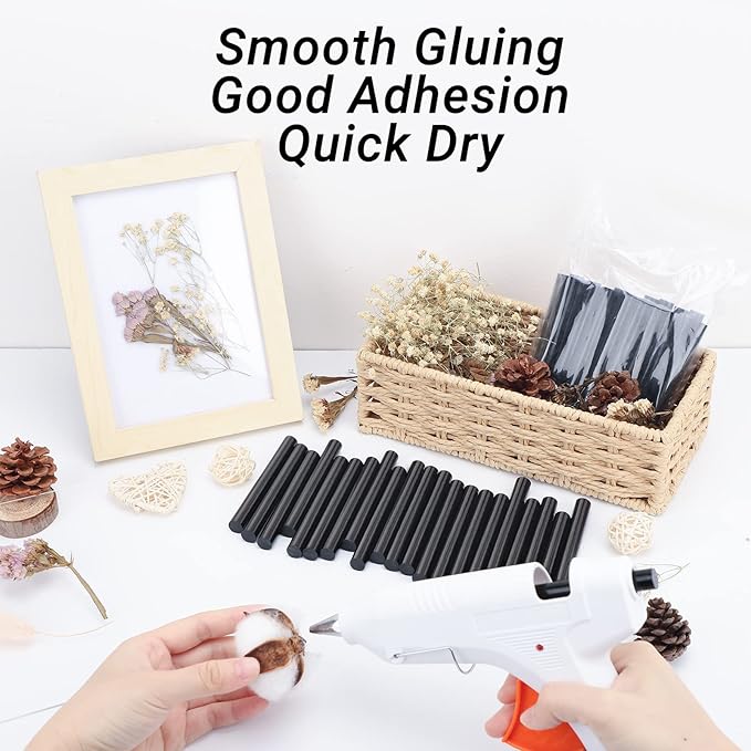 Manarty Black Hot Glue Sticks Full Size, 48 PCS 0.43" Dia x 4" Long Standard EVA Hot Melt Adhesive Gluing Stick, High Low Temp for Handmade Car DIY Art Craft Home Office Project Craft Fix & Repairs