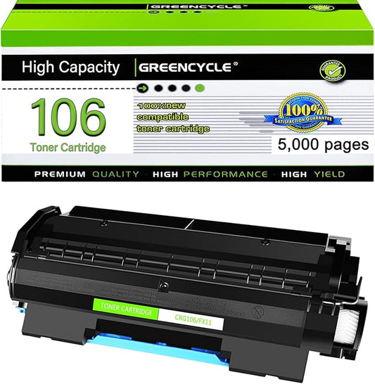 greencycle 1PK Compatible Toner Cartridges Replacement for Canon 106 Black Toner Cartridge CRG 106 Use for imageClass MF6530 MF6540 MF6550 MF6560 MF6590 MF6595 MF6595CX Printer (Black, 5000 Pages )