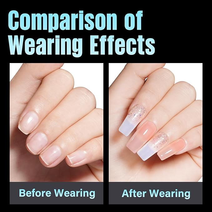 TOMICCA Medium Square Nail Tips, 240Pcs Soft Acrylic Nail Tips Pre-Shaped Half Matte Fake Clear Gelly Tips, Press on Acrylic Nails for Nail Extension DIY Nail Salon 12 Sizes