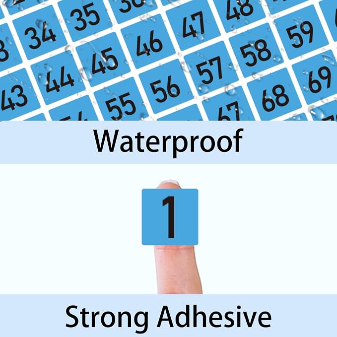 STARLIBOO 1 to 100 Consecutive Number Stickers,1 inch Square Small Number Stickers Labels for Inventory, Storage, Organizing, Boxes, Bins, Toolbox, Locker (1000 Labels, Blue)