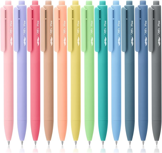 Mr. Pen- Retractable Gel Pens, 12 Pack, Fast Dry, Gel Pens Fine Point 0.7mm, Retractable Pens, Cute Pens