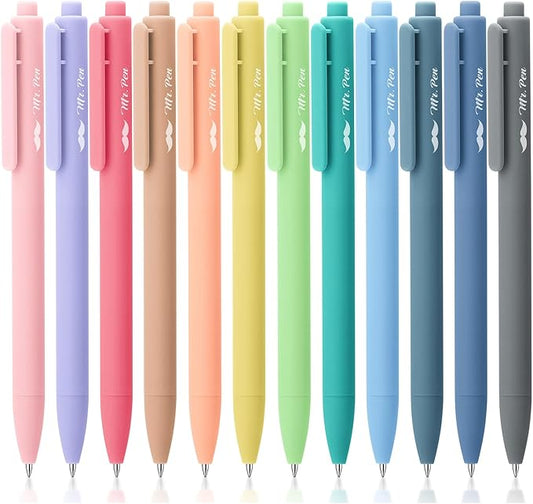 Mr. Pen- Retractable Gel Pens, 12 Pack, Fast Dry, Gel Pens Fine Point 0.7mm, Retractable Pens, Cute Pens