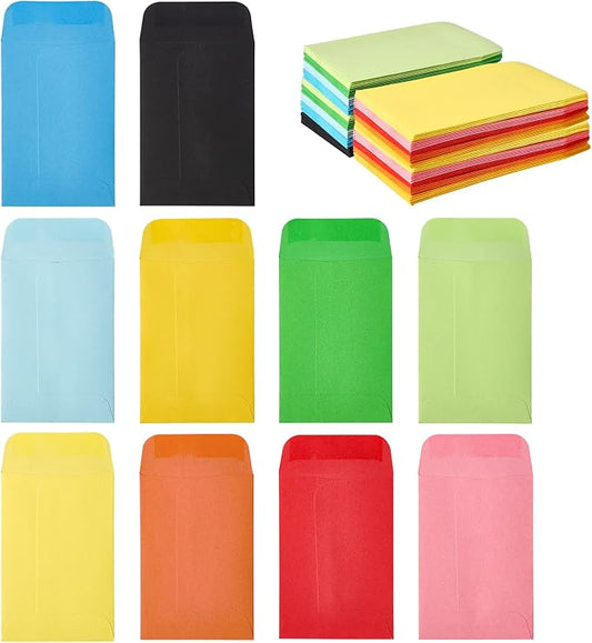 #1 Colored Coin Envelopes 2.25x 3.5 Key Envelopes 500 Pack | Paper Seed Envelopes 10 Assorted Colors Self-Adhesive Seeds Storage Packets 2-1/4 X3-1/2 for Cash Home, Garden and Office Use